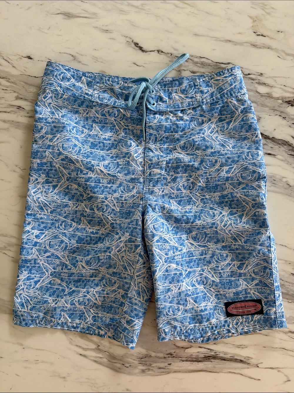 Vineyard Vines Light Blue & White Patterned Swim Shorts